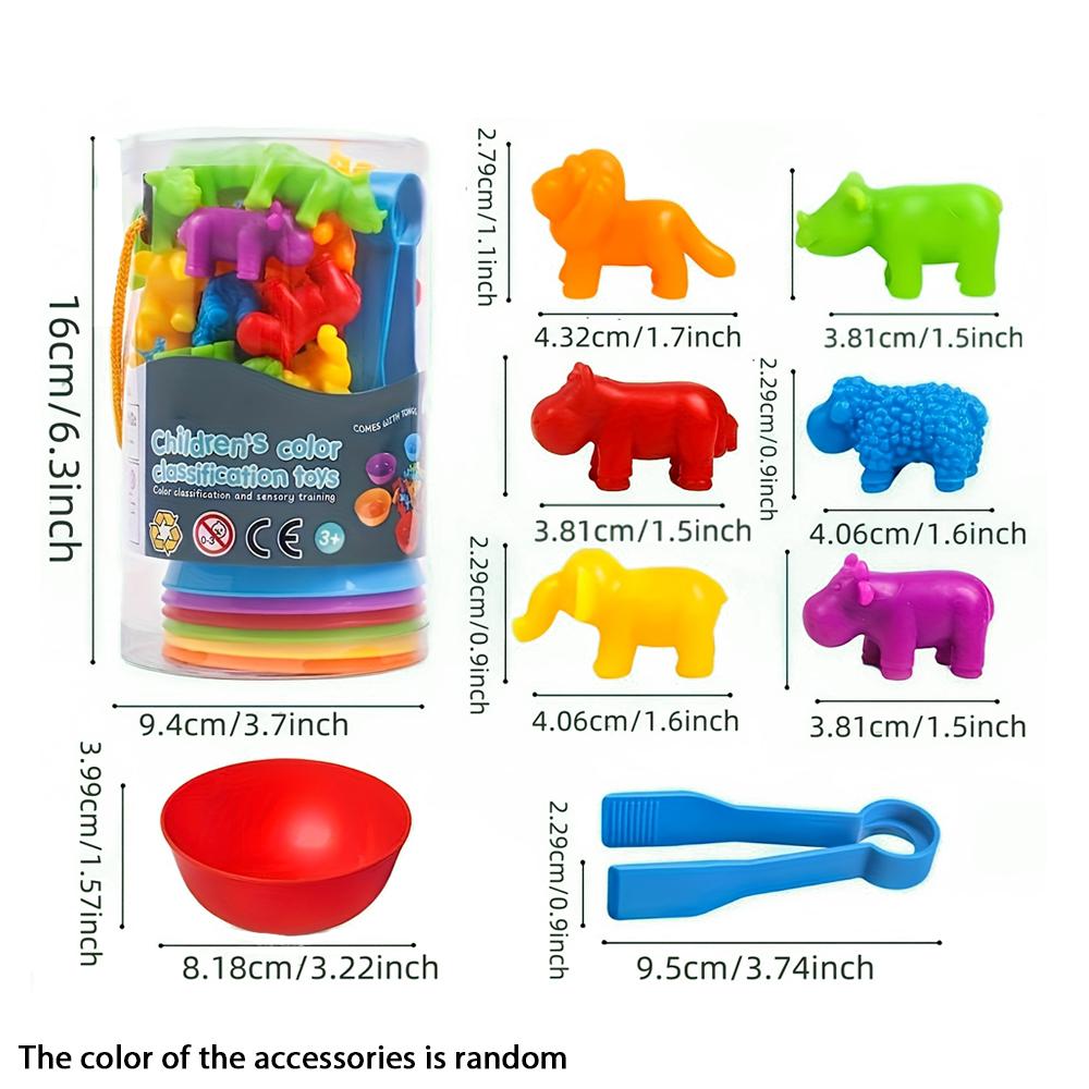 Counting Animal Toys, Matching Game with Sorting Bowl, Math Color Classification, Gift,Suitable for Children over 3 Years Old