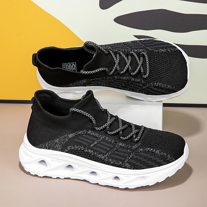 

Wide head shoes soft sole big head sports shoes flying weaving light and breathable same style couple men and women casual versatile running 36