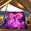 1pc Phoenix Feather Outdoor Flannel Blanket Soft All Season Polyester Throw , Perfect for Picnics & Travel , Picnic Accessory