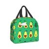 Avokádová taška na oběd Zelené ovoce Srdce Izolovaná krabička na oběd s přední kapsou Chladicí taška pro školu práci kancelář dárek