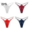 Sexy Women G string Thong Low Waist See through Sheer Hollow Floral Lace Rhinestone Straps Breathable Soft Ladies Underwear Brief Panties