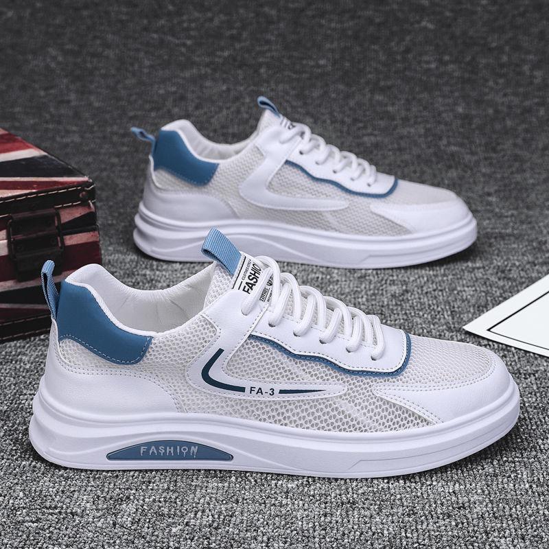 Men's Shoes Summer New Breathable Round Head Hollow Mesh Sports Shoes Casual and Comfortable Running Shoes Men's Small White Board Shoes