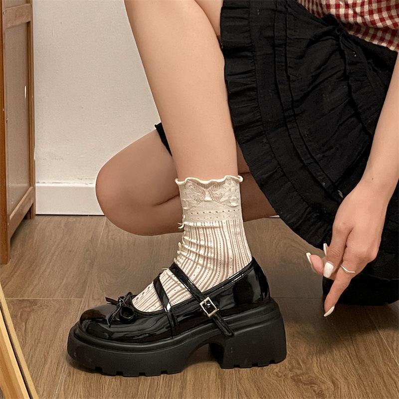 2025 new Internet celebrity explosion fashion versatile small heightening loafers platform thick heel Mary Jane shoes