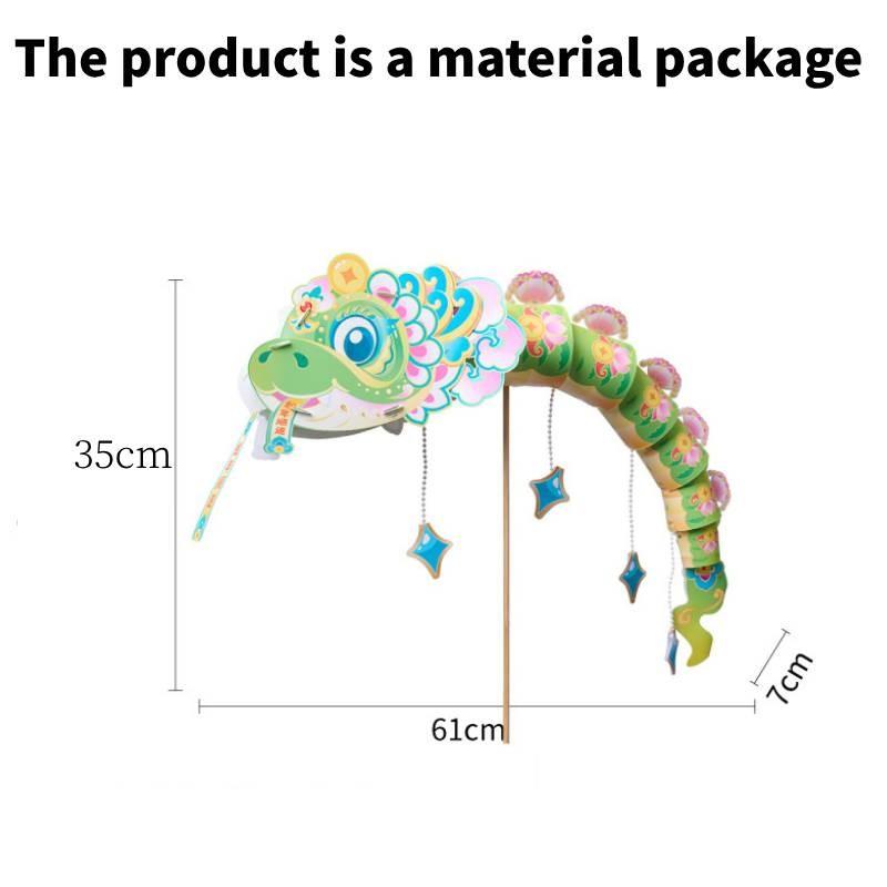 

Dancing Snake Auspicious Handmade Diy Lantern Portable Luminous Gift Lanterns зелений