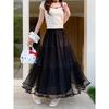 2026 Spring Plus Size Women's Korean Style Patchwork Elastic Waist Skirt