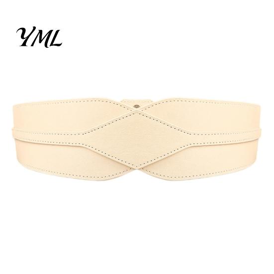 Stylish Waist Corset for Date Parties Women's Faux Leather Belt, Wide Elastic Waistband with Metal Trendy Accessory Dresses Buckle, No-Hole