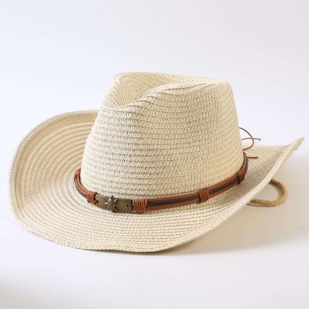 Popular European and American Classic Straw Woven Western Cowboy Hat Men's and Women's Outdoor Fashion OL Wind Woven Top Hat