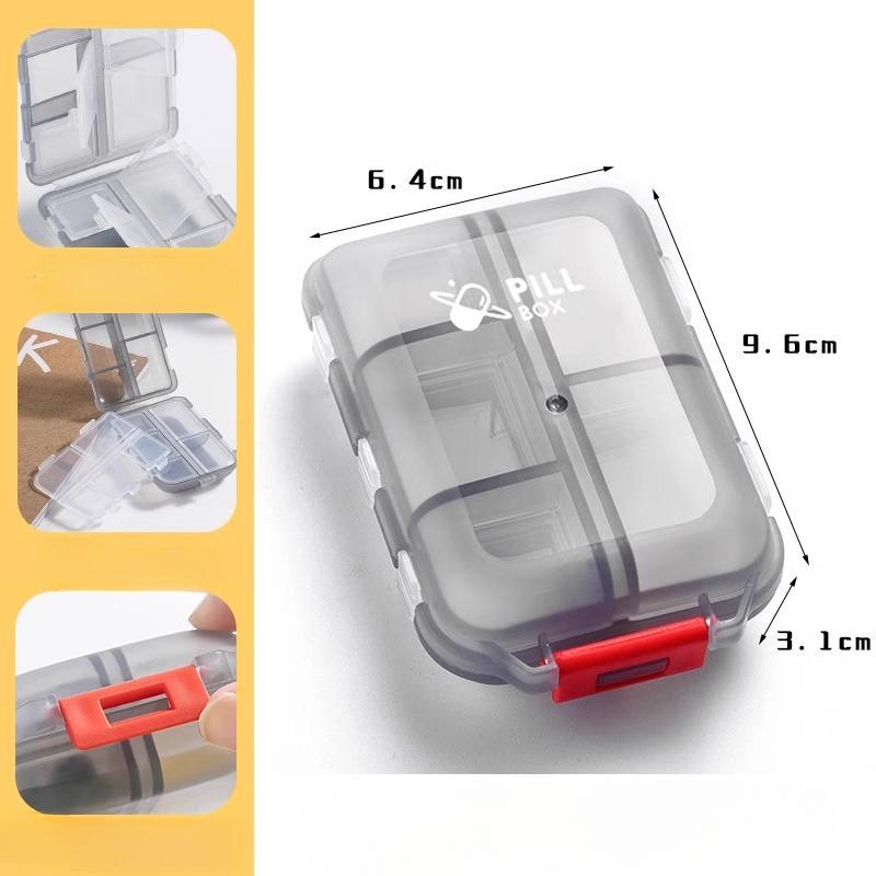 Doppelschichtige kleine Medikamentenbox Portionierungsbox, Tragbare Medikamentenbox Transparent 10-Fächer Reise-Pillenbox Aufbewahrungsbox