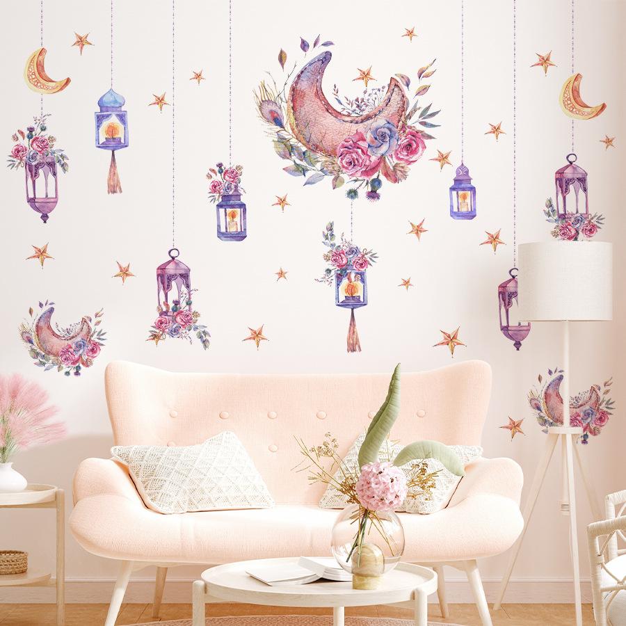 Star Moon Pendant Self Adhesive Wall Stickers for Girls' Style Room, Bedroom Decoration, Wall Stickers