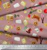 Soimoi Japan Crepe Satin Fabric Fruits,Bread & Donut Food Decor Fabric Printed metre 42 Inch