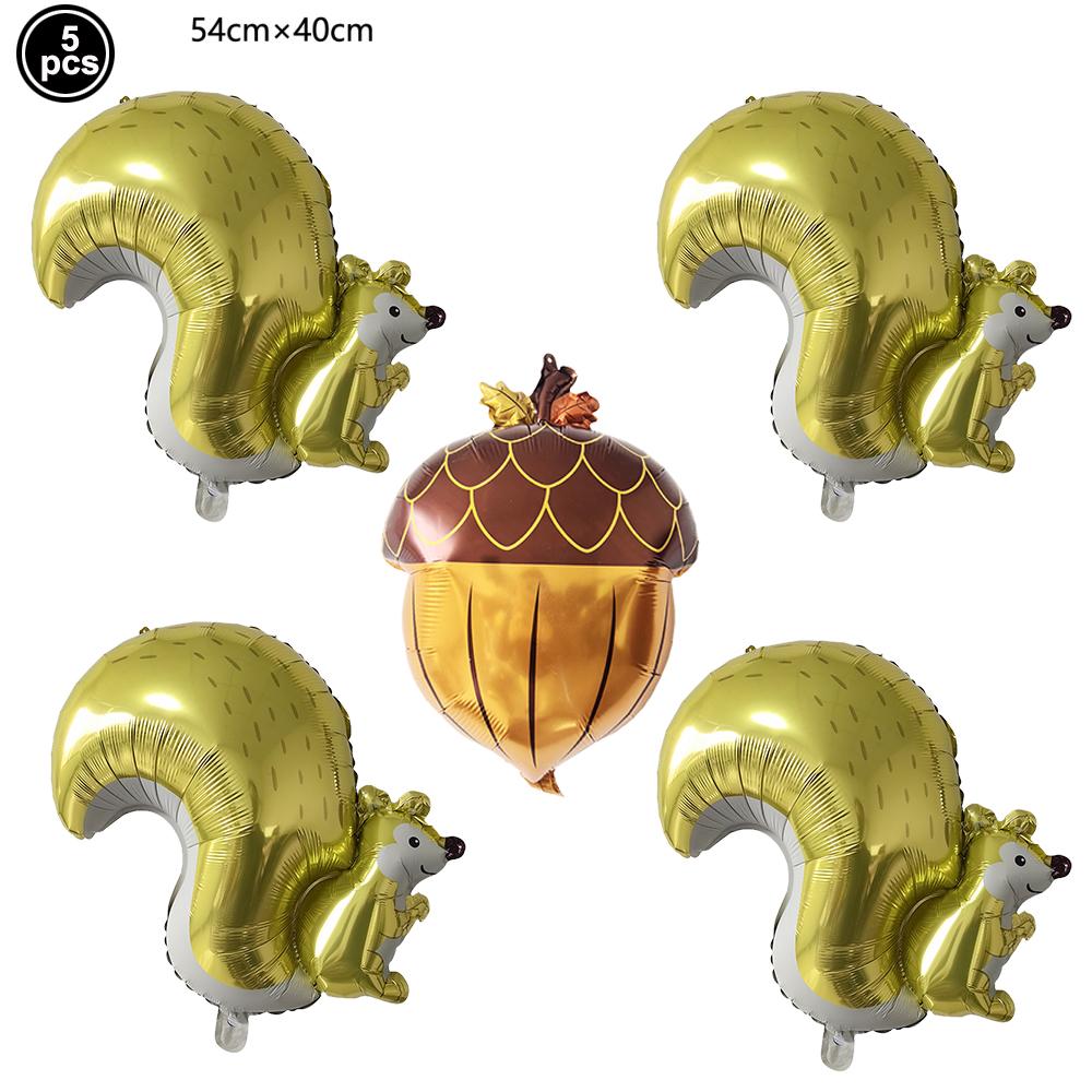

5pcs Thanksgiving Day Balloon Set Include Orange Maple Leaf Acorn Squirrel Shape Foil Balloon Autumn Harvest Thanksgiving Decor As show
