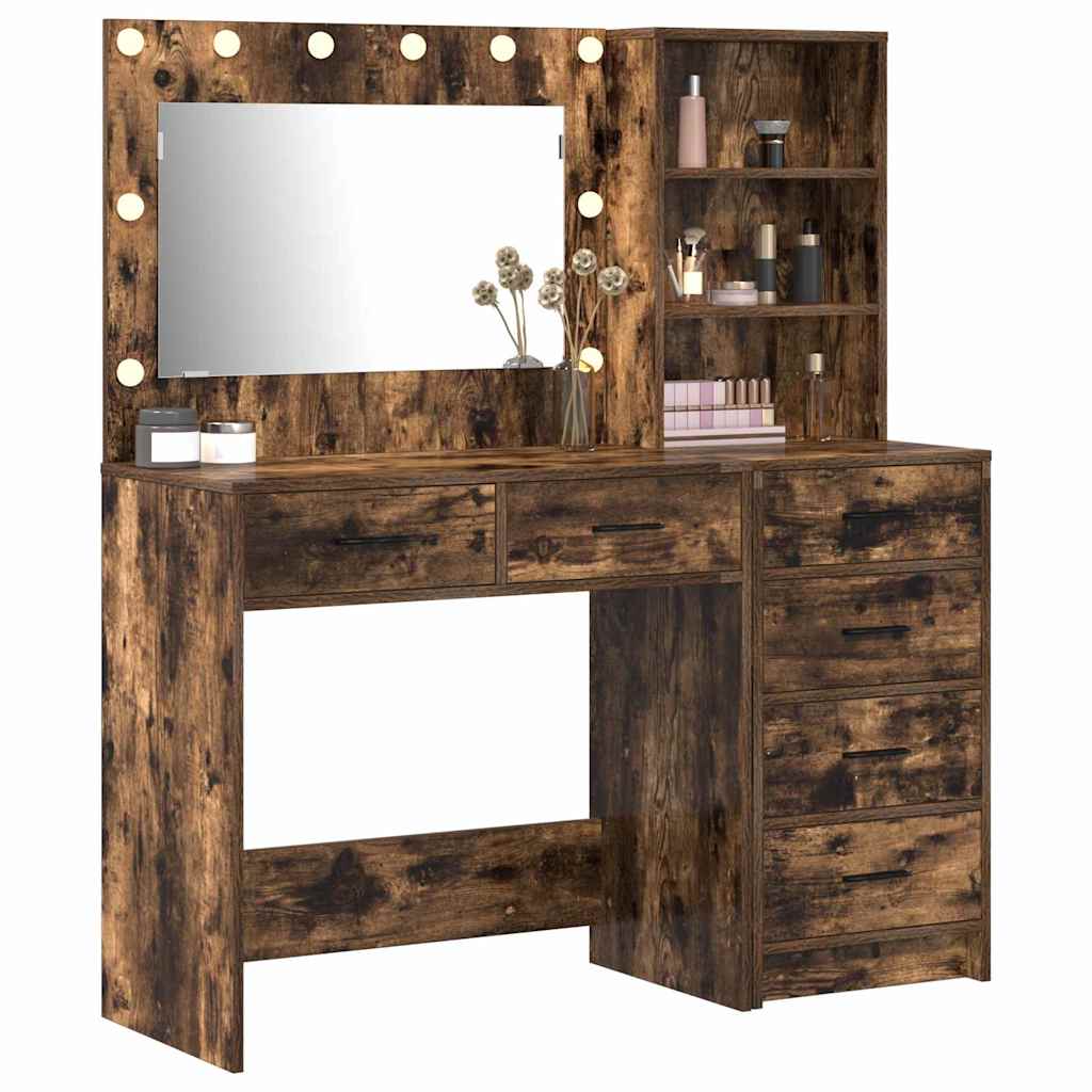 Makeup Table with Shelf Brown 78.5 x 41 x 135 cm Engineered Wood