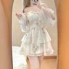 Sunscreen chiffon floral dress women's summer high-end temperament fairy irregular skirt waist small short skirt