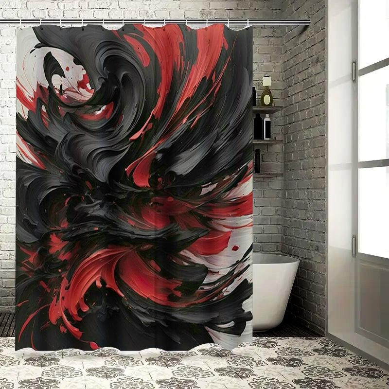 Black Red White Shower Curtain Modern Abstract Design Bathroom Decor Luxury Bath Room Set Waterproof Shower Curtain 72X84 Inch (