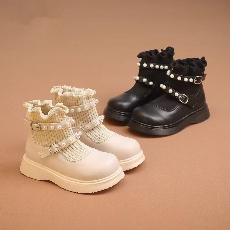 Girls socks boots 2025 autumn and winter new boots baby socks boots children single boots girls fleece short boots Martin boots