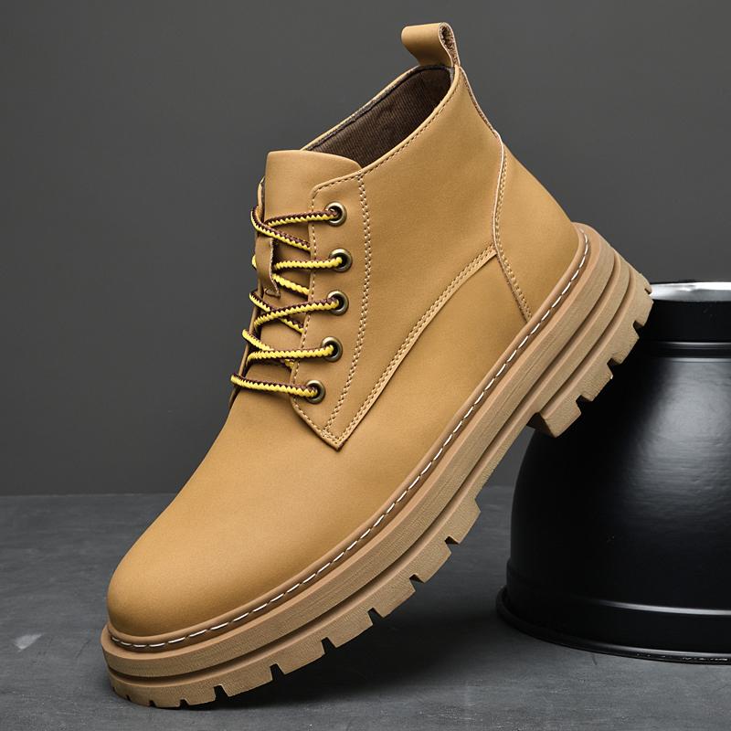 Fashion New Arrival Men's Motorcycle Boots Handsome Male Biker Boot Non-Slip Thick Sole High Top Shoes Comfy Casual Leather Short Botas