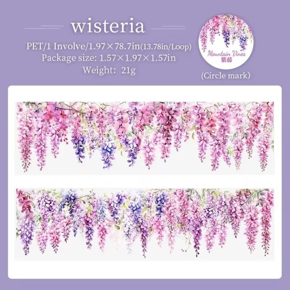 

200cm/roll Vine Theme Flower Landscaping Tape Adhesive Decorative Tape Journal Tape Photo Frame 06