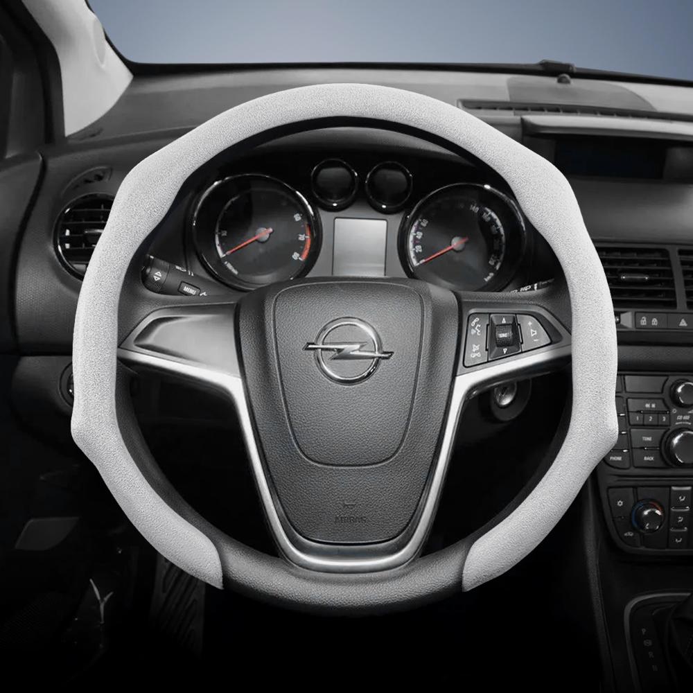 Convient pour Opel Housse de Volant Premium en Daim à Clipser, Antidérapante et Durable, Volant Rond et en Forme de D Disponibles