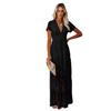 Women's Elegant V-neck Short-sleeved Lace Bride Long Dress Long Dress Wedding Bridesmaid Party Dress