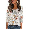 343/4 Sleeve Shirts For Women Cute Print Graphic Tees Blouses Casual Plus Size Basic Tops Pullover
