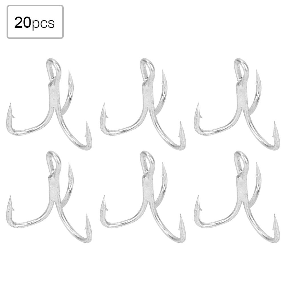 Fishing Hook ened Barbed High Strength Metal Treble Hooks Fishhook (20pcs*6#)