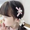2Pcs Kids Hairpins Ribbon Bow Faux Pearls Decor Baby Hair Clips Rounded Edges Gentle Clamping Force Mini Size Hair Pins