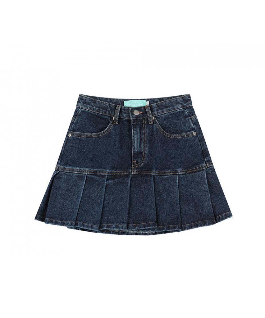 AVANDRESS Pleats Denim Skirt Black