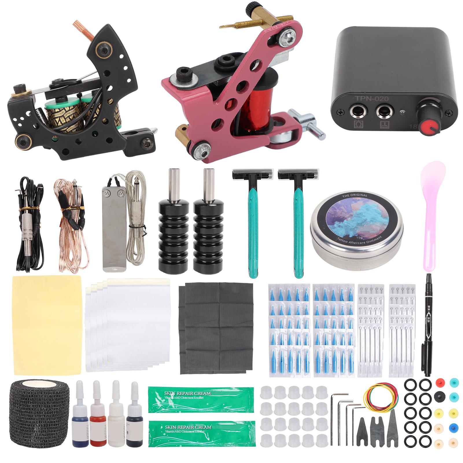 

Набор катушек для тату-машинок, игольчатый источник питания, крем для ремонта, набор инструментов для практики татуировки для начинающих EU PLUG
