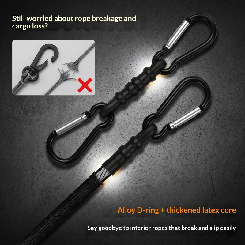 Outdoor Travel Luggage Packing Ropes Luggage Packing Ropes Elastic Tie Strap String Carabiner Hooks Motor Cycling Ropes