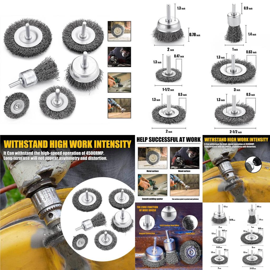 Cross-border Drill Wire Wheel Set With Handle For Polishing And Rust Removal Stainless Steel And Copper Wire Brush