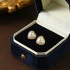 French Vintage Heart Shaped Pearl Stud Earrings Luxury Small Niche Design Minimalist Elegant Jewelry for Women and Girls