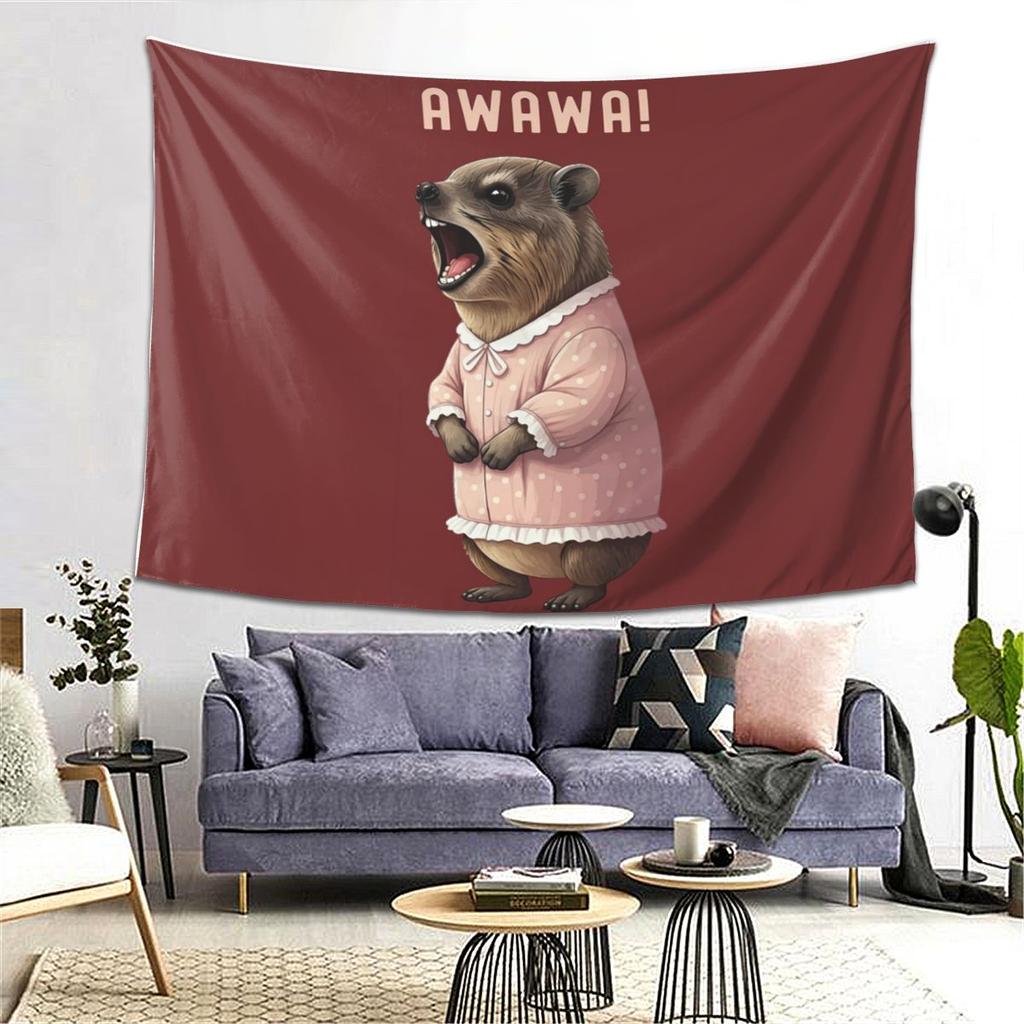 Rock Hyrax Lover Awawa Groundhog Dassi Tapestry Wall Hanging Aesthetic Home Decoration Tapestries for Living Room Bedroom