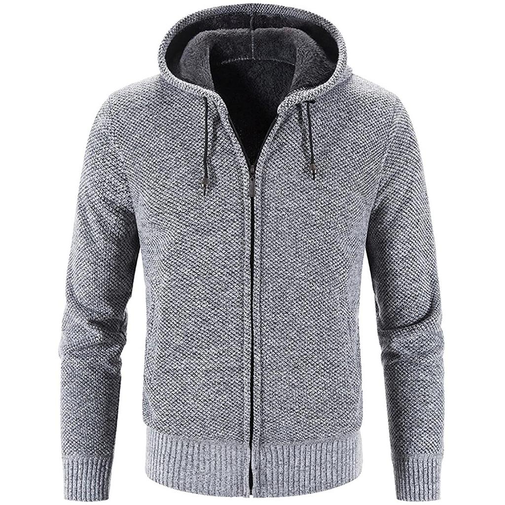 Pánská móda pro volný čas Teplé jednobarevné bundy s kapucí s dlouhým rukávem
