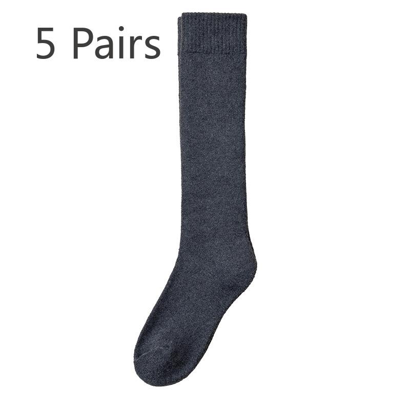 

5 пар мужских зимних теплых термосберегающих однотонных носков из шерсти и телячьей кожи, устойчивых к холоду 5 Pairs темно серый