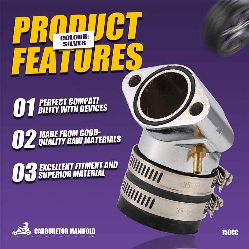 Engine Carburetor Aluminum Alloy Angled Adapter Inlet Intake Carb Manifold For GY6 150Cc Scooter Go Kart