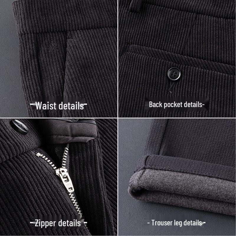 Shanshan Men's Fleece-Lined Corduroy Straight Casual Pants