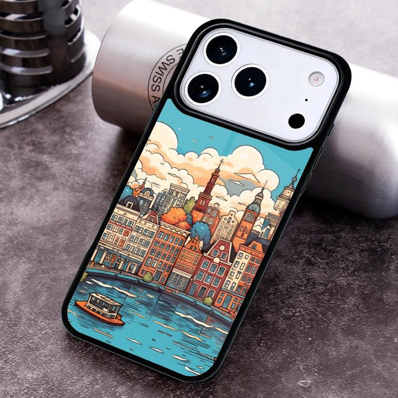 Amsterdam City Poster Phone Case For iPhone 17 16 15 14 13 12 11 Pro Max Plus 17Air Soft Silicone Cover
