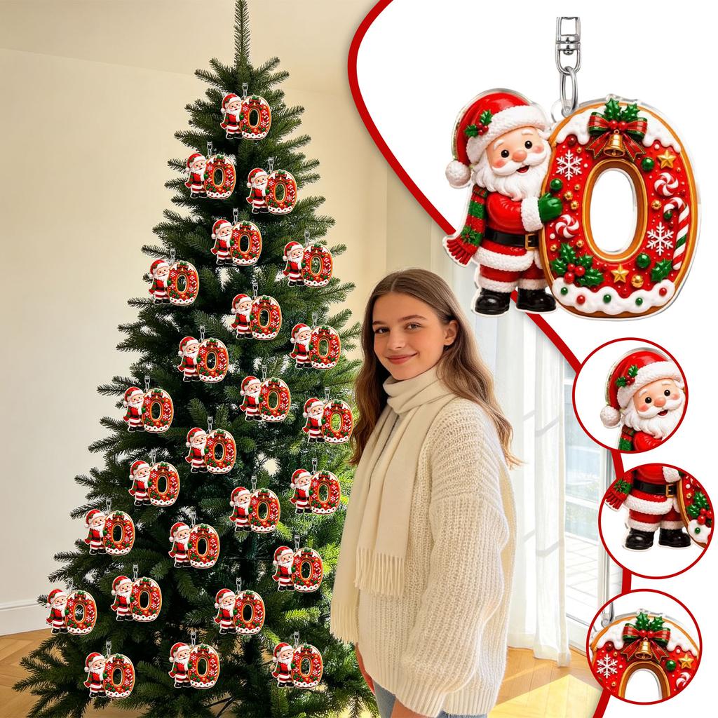 26 Letter Christmas Ornaments Set, 2D Hanging Decorations, 0.33 Thick