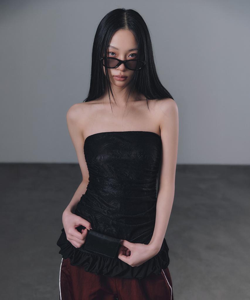 Geulouhaideu Nella Lace Shirring Frill Top