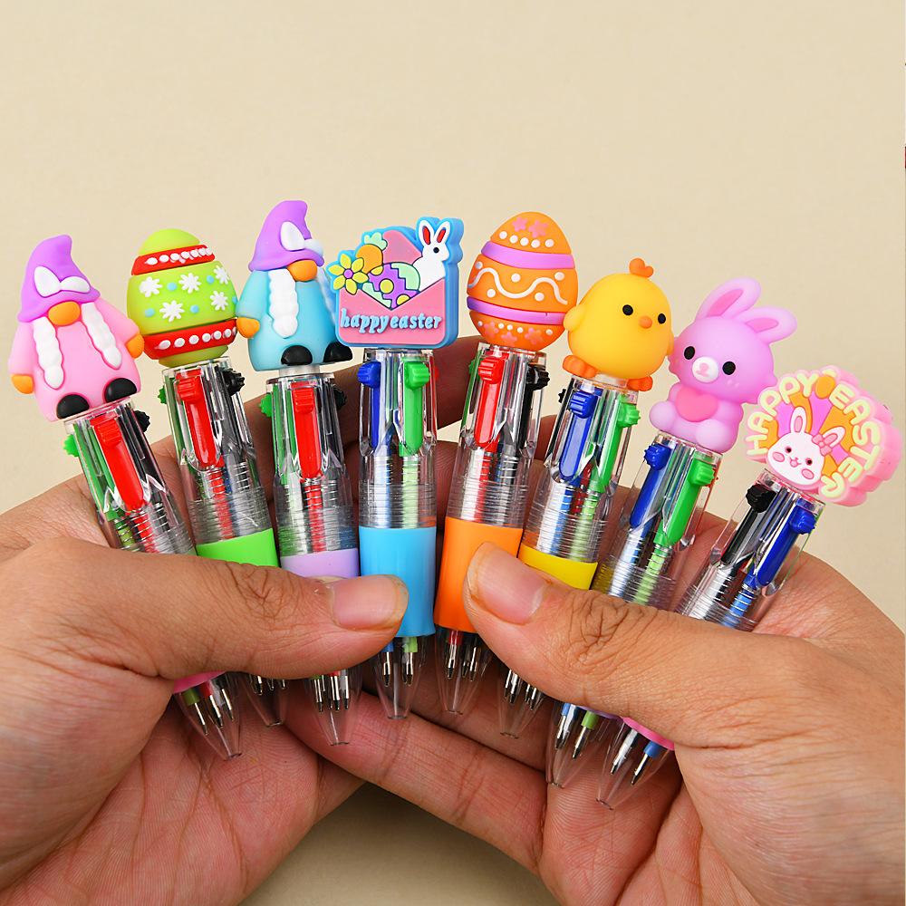 48Pcs Cute Rabbit Colored Egg Ballpoint Pens Cartoon Press-to-use Multi-color Pen Creative Easter Stationery Prize Gift Writing Tools Holiday Gift Nov