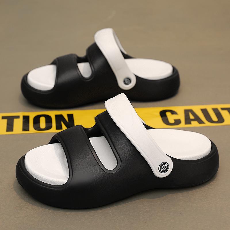 

Мужские тапочки из ЭВА, летняя обувь для мужчин, нескользящие сандалии для дома и отдыха на природе, модные универсальные мужские тапочки, популярная модель 45 черный белый