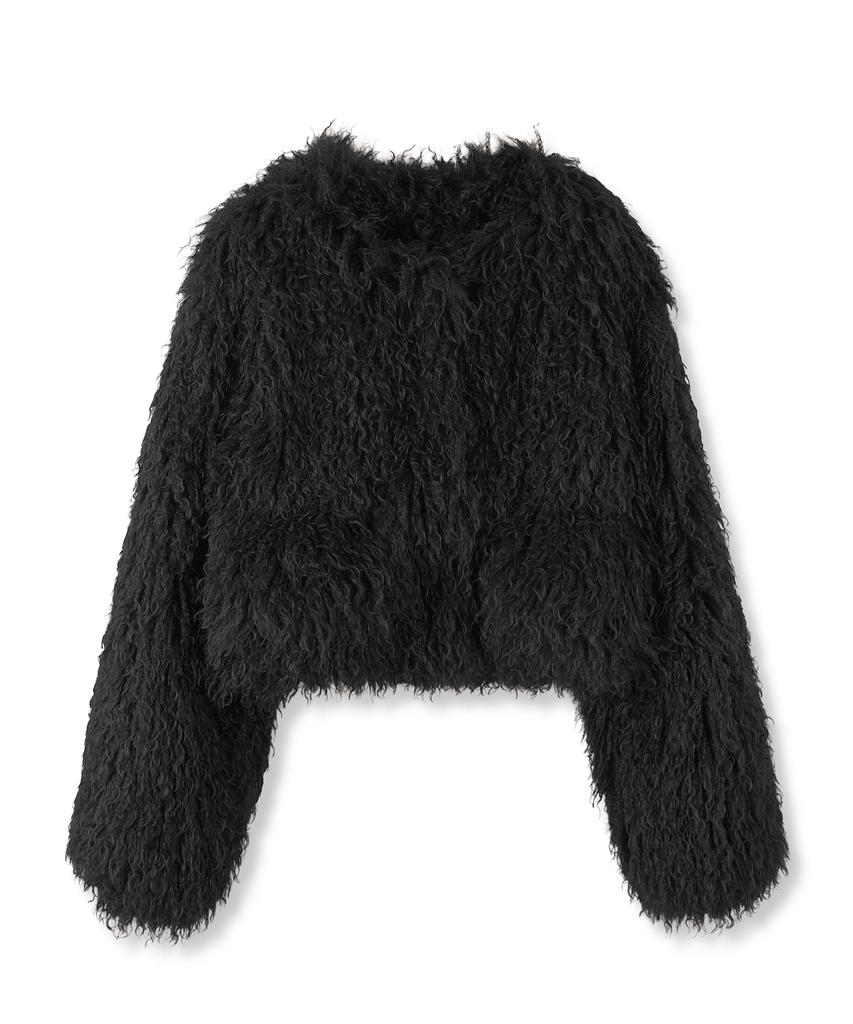 Avandress Crop Teddy Fur Jacket Brown