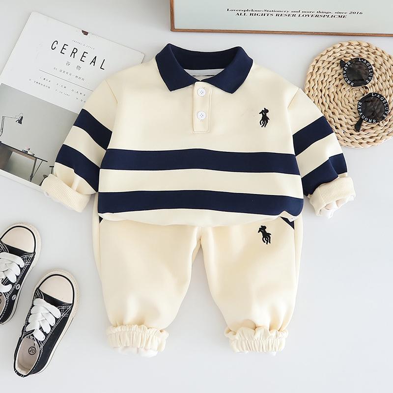 Kinderbekleidung Kinder-Hoodie-Set Herbst Casual Poloshirt Bestickt Jungen Herbst-Hoodie Zweiteiliges Set
