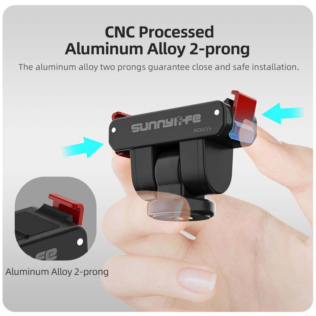 Adattatore Magnetico per DJI Action 5 Pro/Osmo Nano/360 Supporto Pieghevole a Rilascio Rapido con Espansione a Vite 1/4 per DJI Action 4 3 2