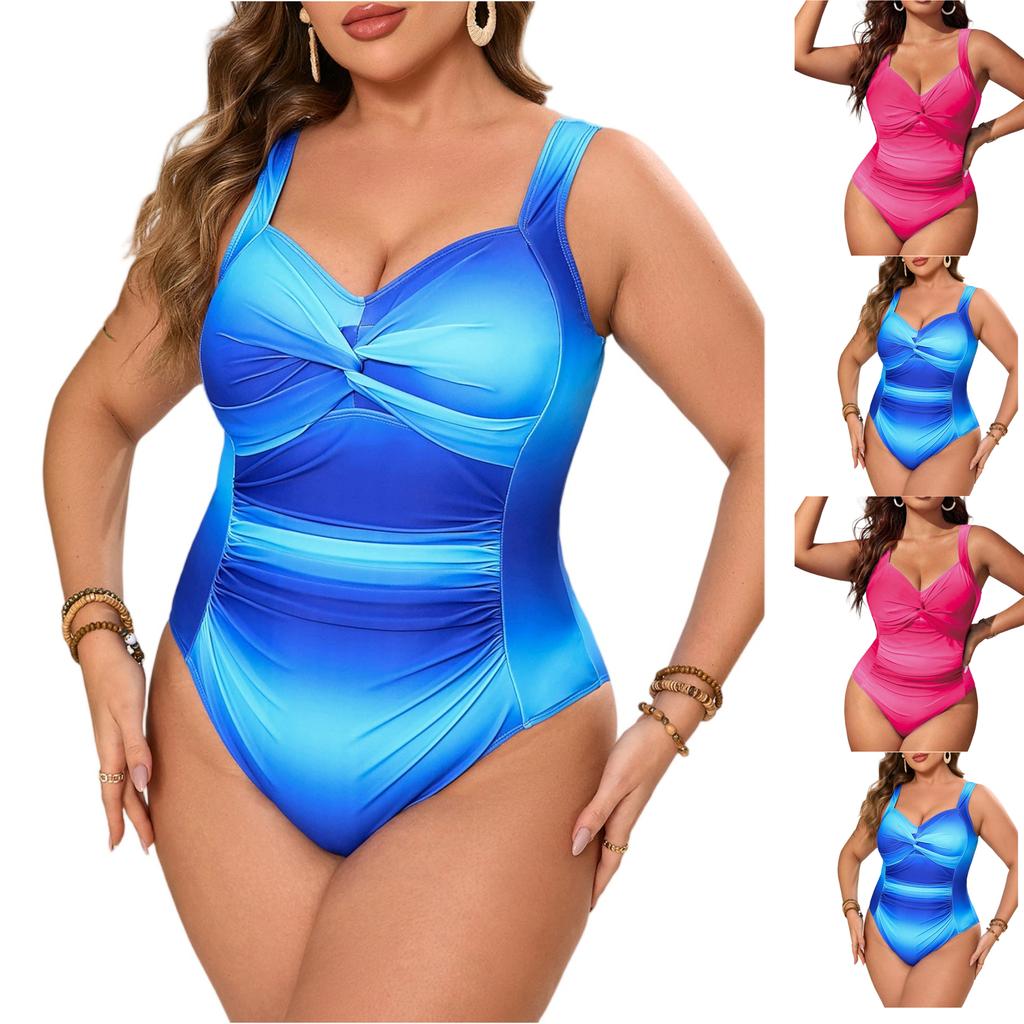 Plus Size Slimming Printed Bikini One-Piece Swimsuit