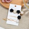 Exquisite Rose Flower Hairpin Bangs Pearl Clip Three-piece Side Clip Ladies Geometric Hairpin Hair Accessories