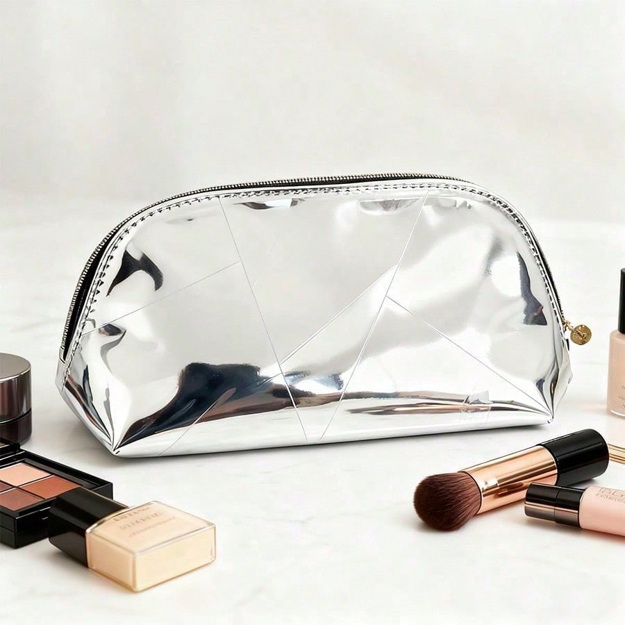 Косметичка YSL, серебристая металлическая сумочка и сумка для хранения белый