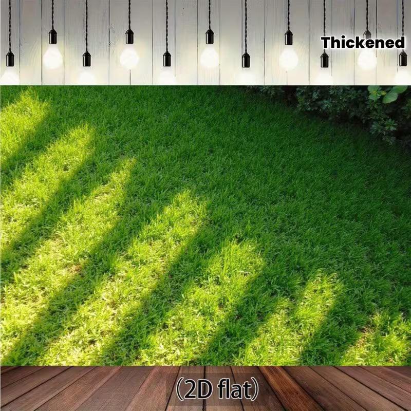 

2D Flat Printing Outdoor Lawn with White Wood Wall & Bulb Lights Background 47.2x31.5inch/120*80cm