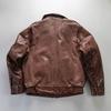 New Men's Short Casual A Leather Leather Jacket Lapel Flight Suit Vegetable Tanned Cowhide Jacket