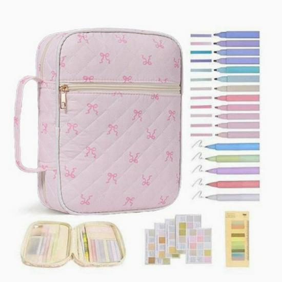 Large Capacity Quilted Cotton Book Storage Bag - Portable, Dustproof Cover